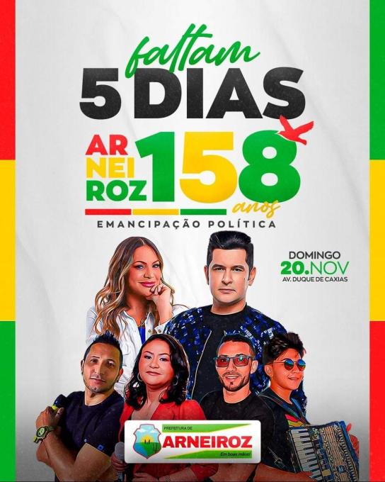 ARNEIROZ COMEMORA SEUS 158 ANOS. VENHA PARTICIPAR DESSA FESTA