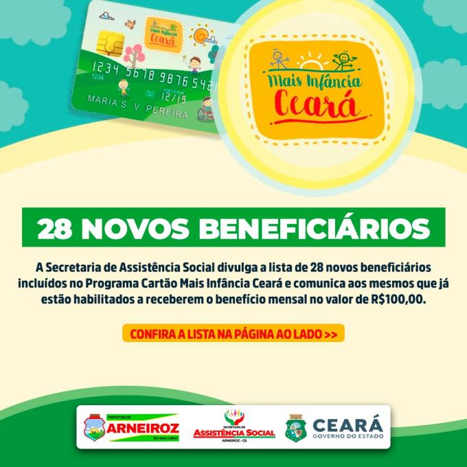 28 NOVOS BENEFICIÁRIOS  - MAIS INFÂNCIA